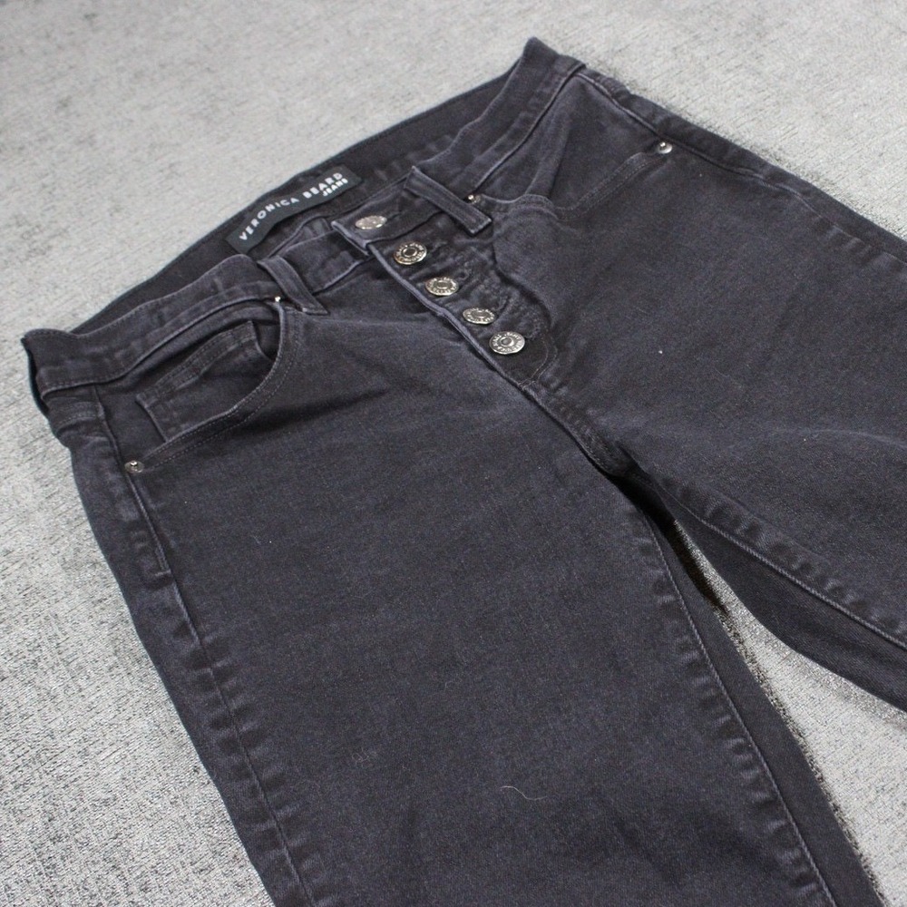 Veronica Beard Jeans Womens‎ Black High Rise Exposed Button Fly Skinny Jeans